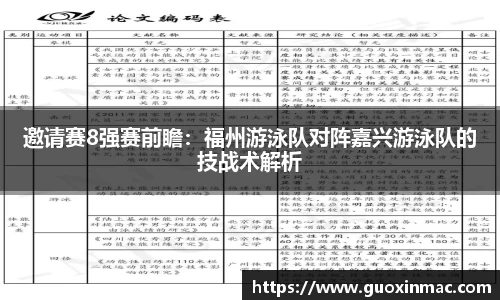 邀请赛8强赛前瞻：福州游泳队对阵嘉兴游泳队的技战术解析
